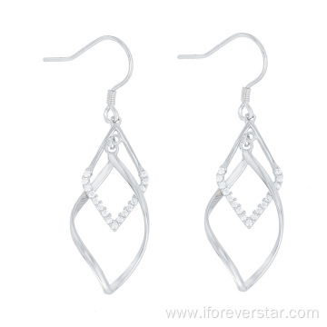 Earrings 925 Sterling Silver White Gold Rose Gold